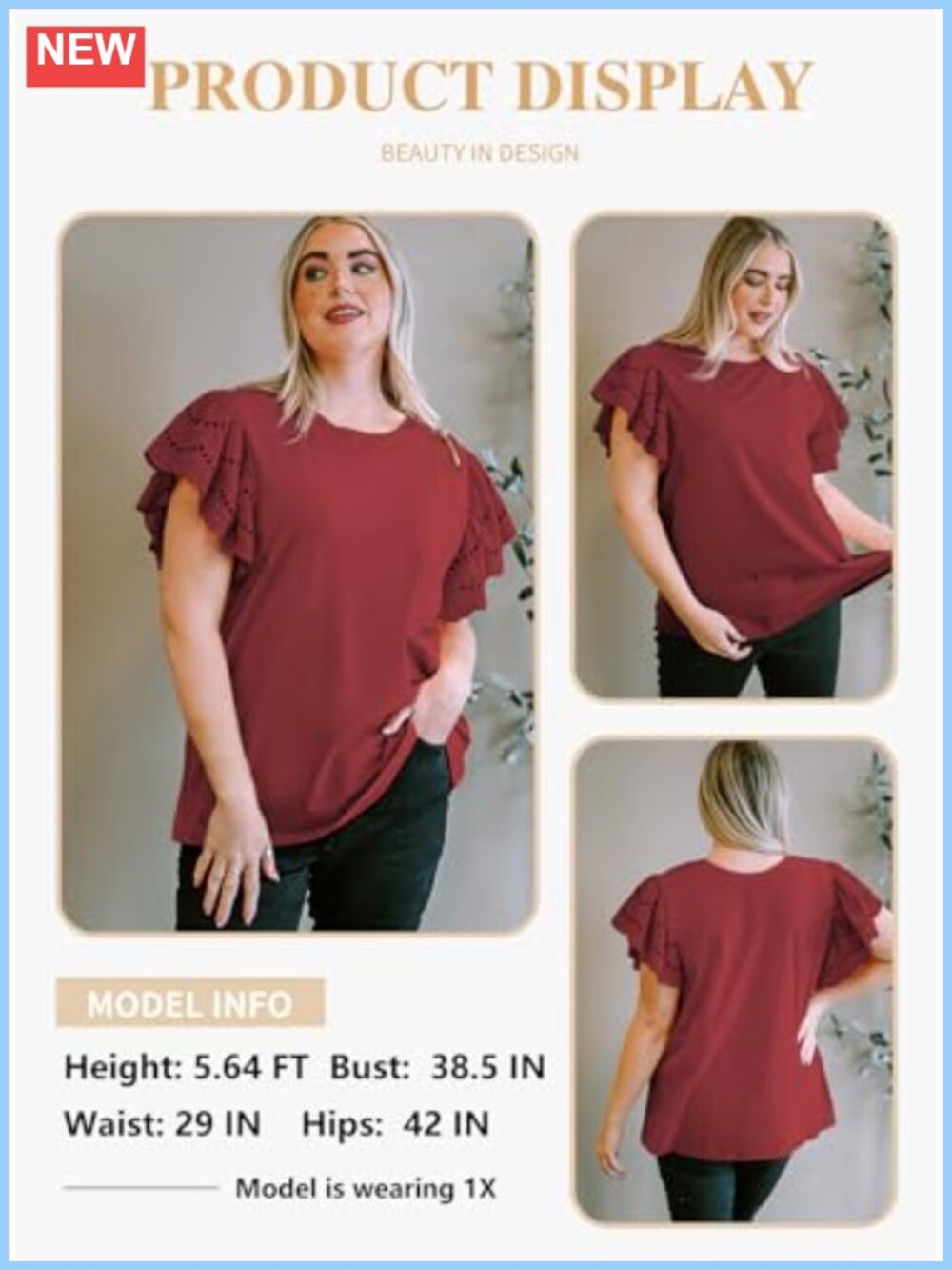 Plus Size Tunic Top Short Sleeve Round Neck Hollow Out Casual Loose Tee - Picture 4 of 6